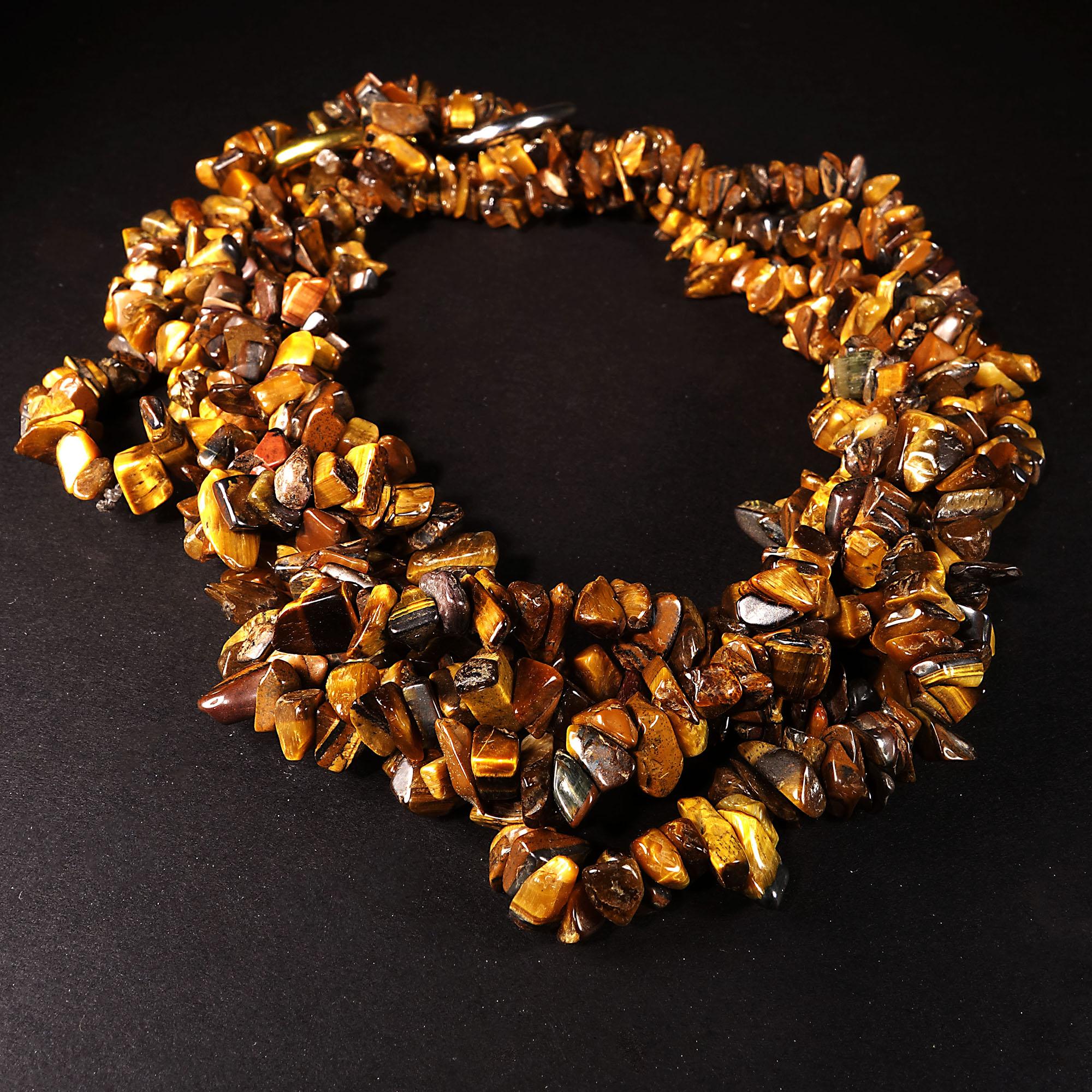 AJD Multi Strand Brown Chatoyant Tiger's Eye Necklace 2