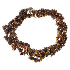 AJD Multi Strand Brown Chatoyant Tiger's Eye Necklace