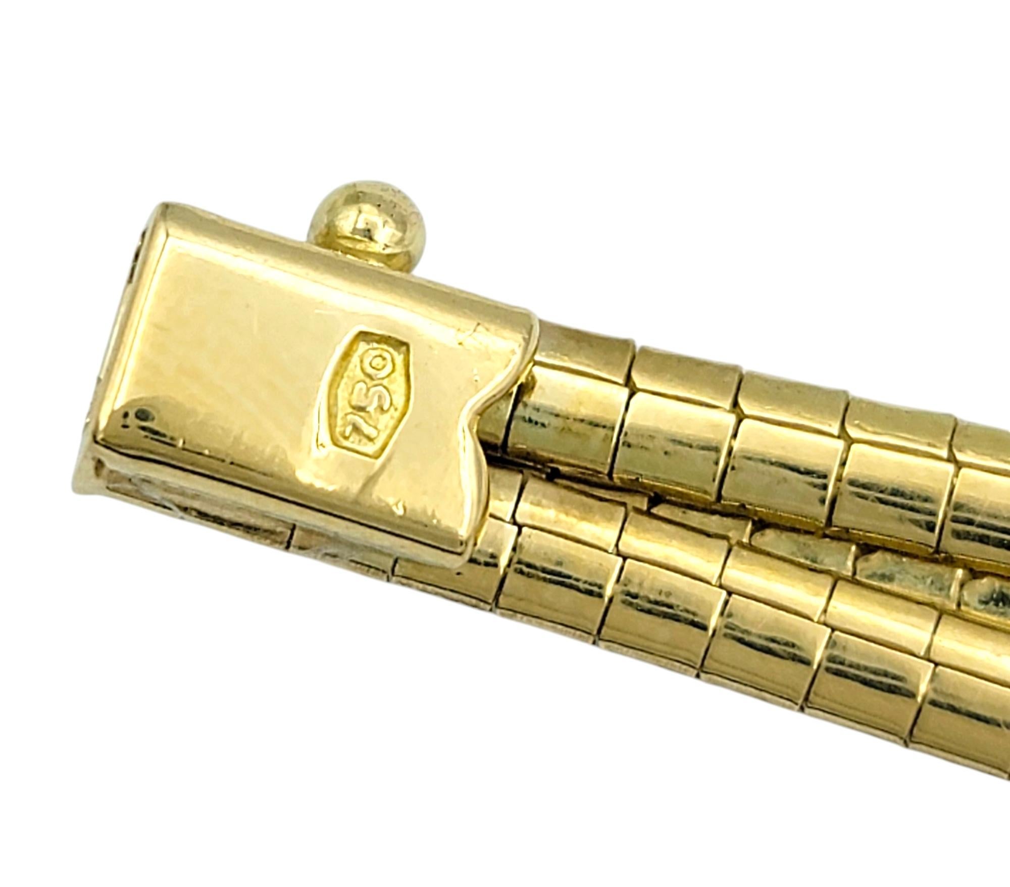 Bracelet à maillons carrés Omega brossé en or jaune 18 carats à plusieurs rangs en vente 7
