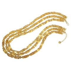 Multi-Strand Citrine Beaded Necklace with 14k and 18k Yellow Gold Accents