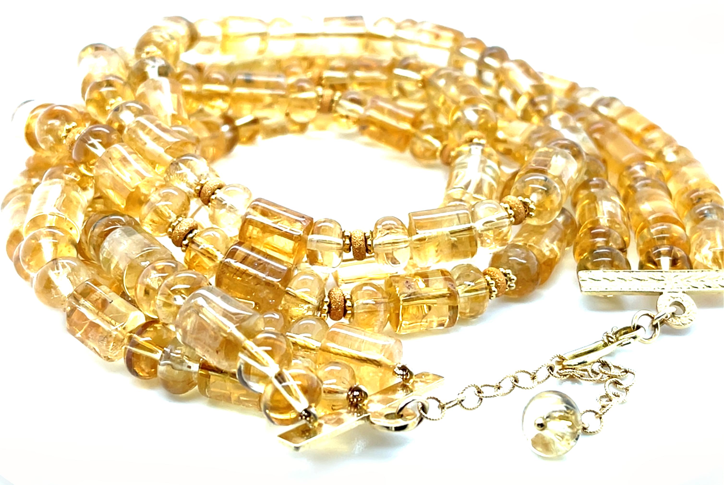 Collier de perles de citrine à plusieurs rangs en or jaune 14 carats et 18 carats Neuf - En vente à Los Angeles, CA