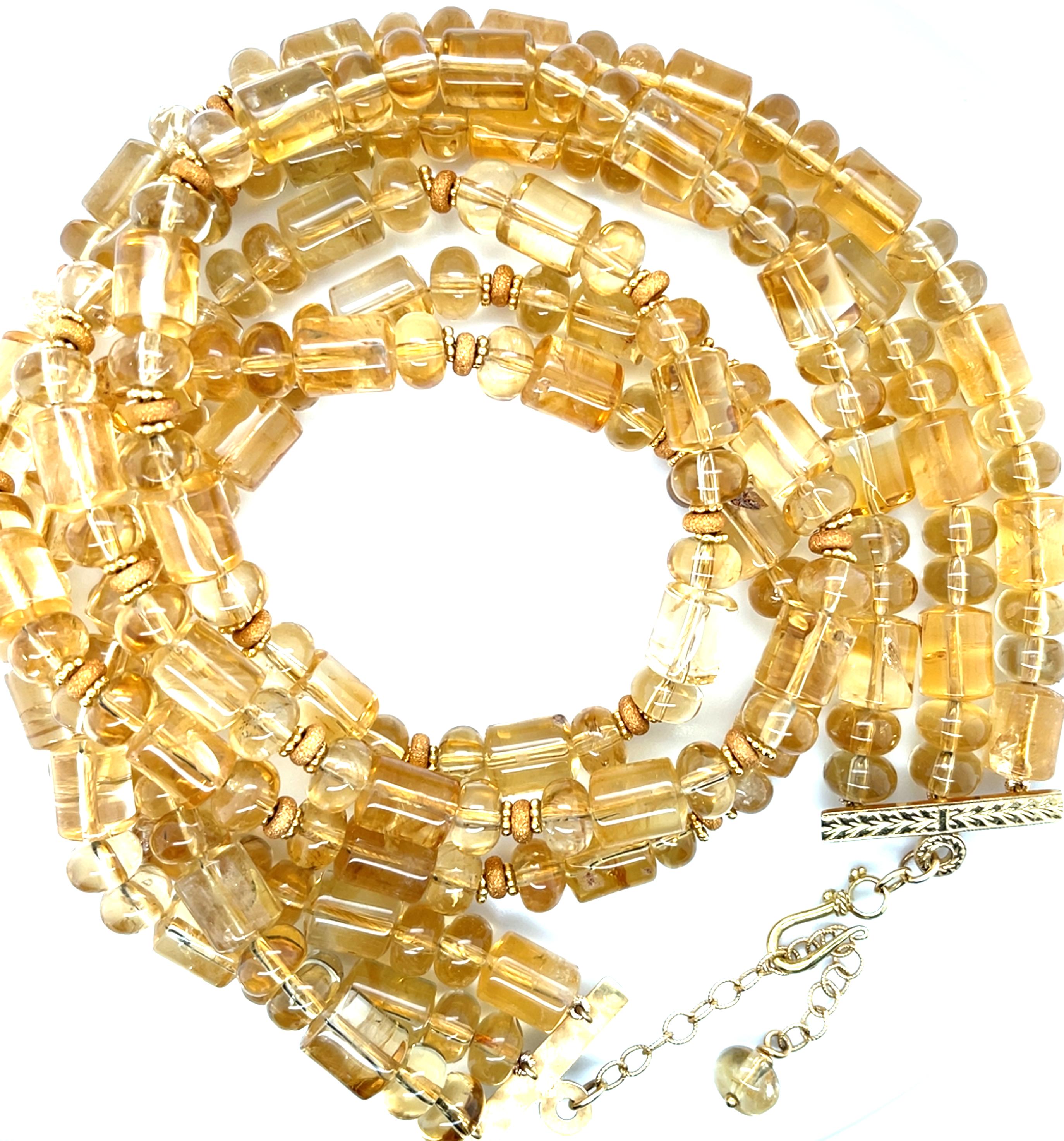 Collier de perles de citrine à plusieurs rangs en or jaune 14 carats et 18 carats Pour femmes en vente