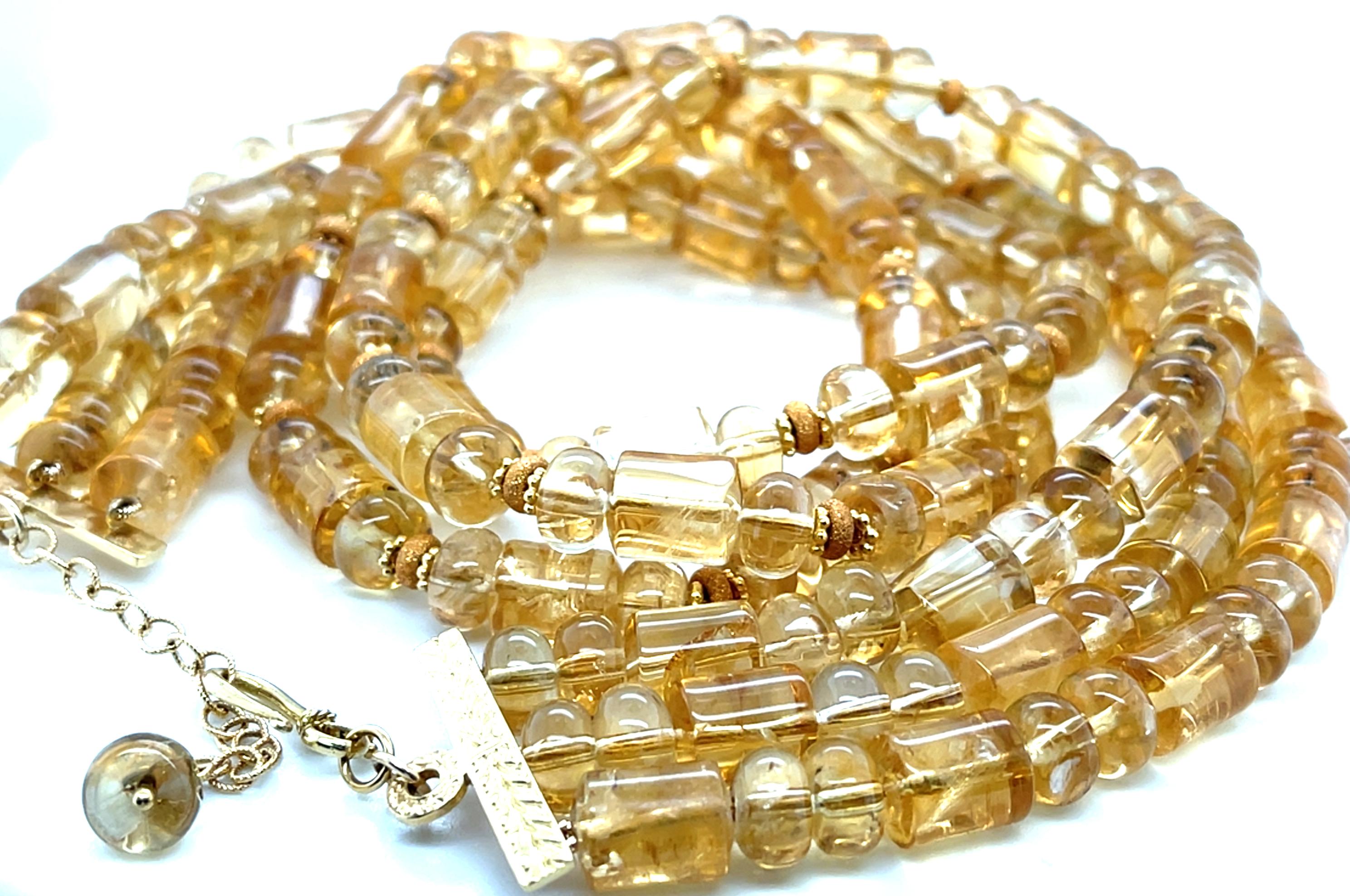 Collier de perles de citrine à plusieurs rangs en or jaune 14 carats et 18 carats en vente 1