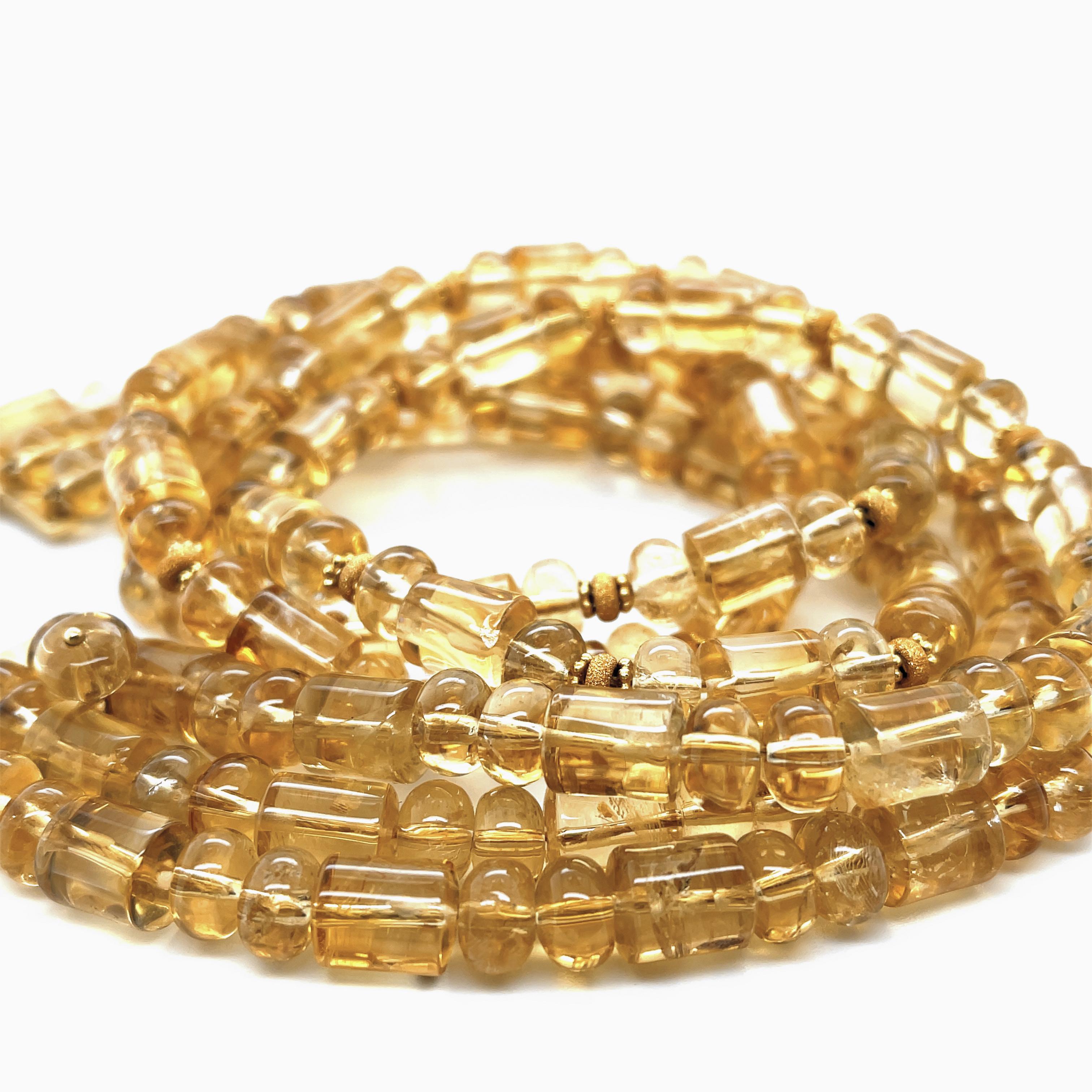 Perle Collier de perles de citrine à plusieurs rangs en or jaune 14 carats et 18 carats en vente