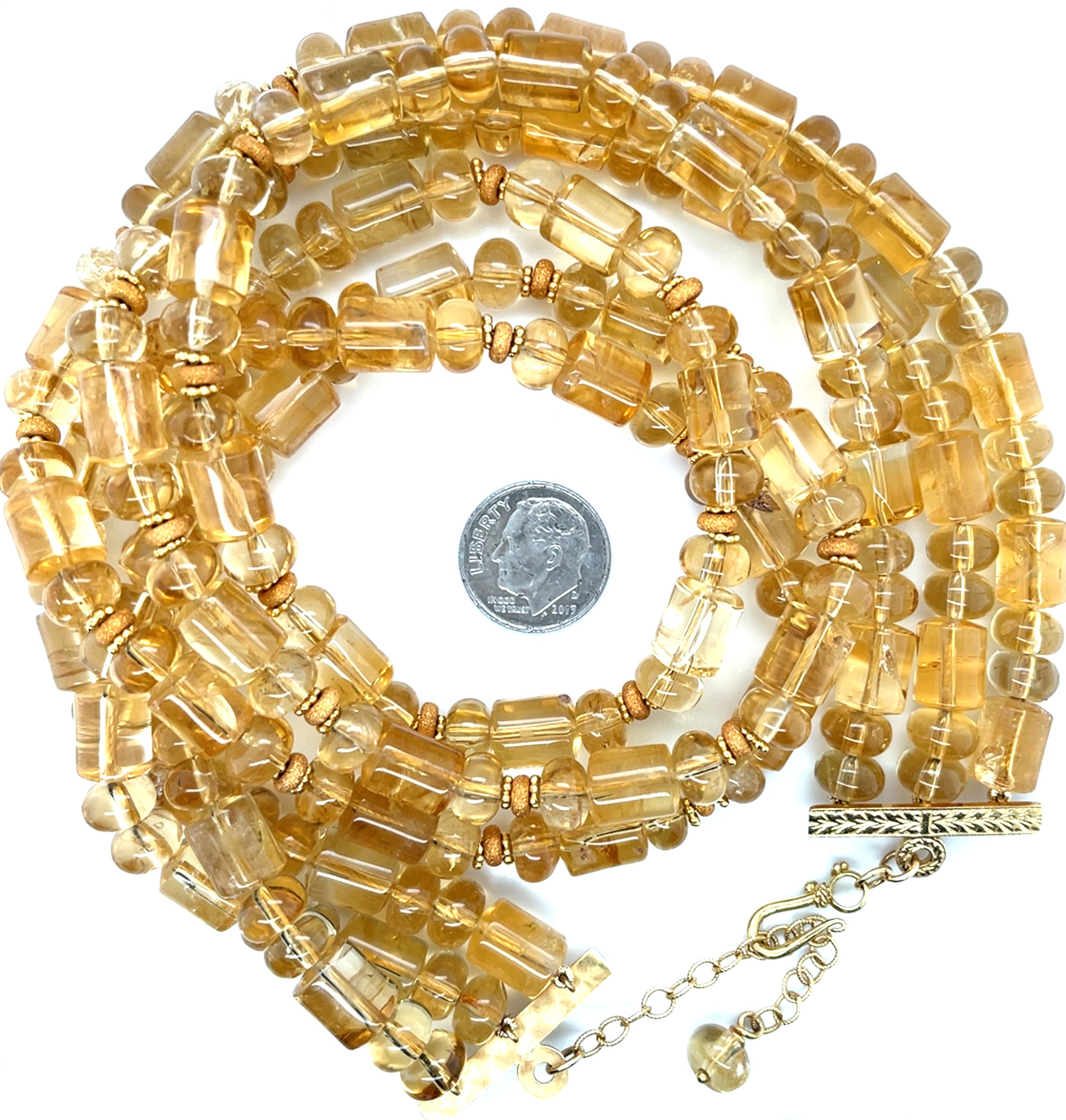 Collier de perles de citrine à plusieurs rangs en or jaune 14 carats et 18 carats en vente 2