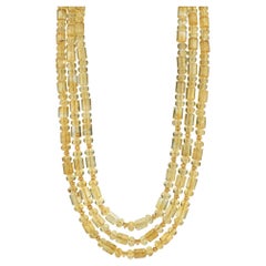 Multi-Strand Citrine Beaded Necklace with 14k and 18k Yellow Gold Accents