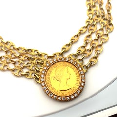 Multi Strand Coin Diamond Mariner Chain Necklace Queen Elizabeth II