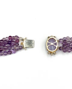 Multi-strand Amethyst Citrine Quartz Peridot Necklace with Lavender Jade Clasp