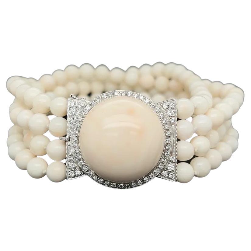 Armband ARMANDO DE FALCO, mehrreihige Koralle und Diamant, Gold