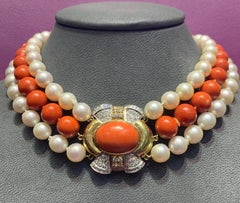 Multi Strand Coral & Pearl Necklace