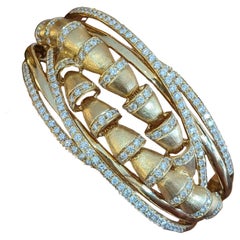 Multi-strand Diamond Bangle Bracelet in 18k Yellow Gold