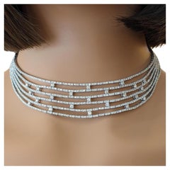Multi-strand Diamond Choker Necklace in 18k White Gold