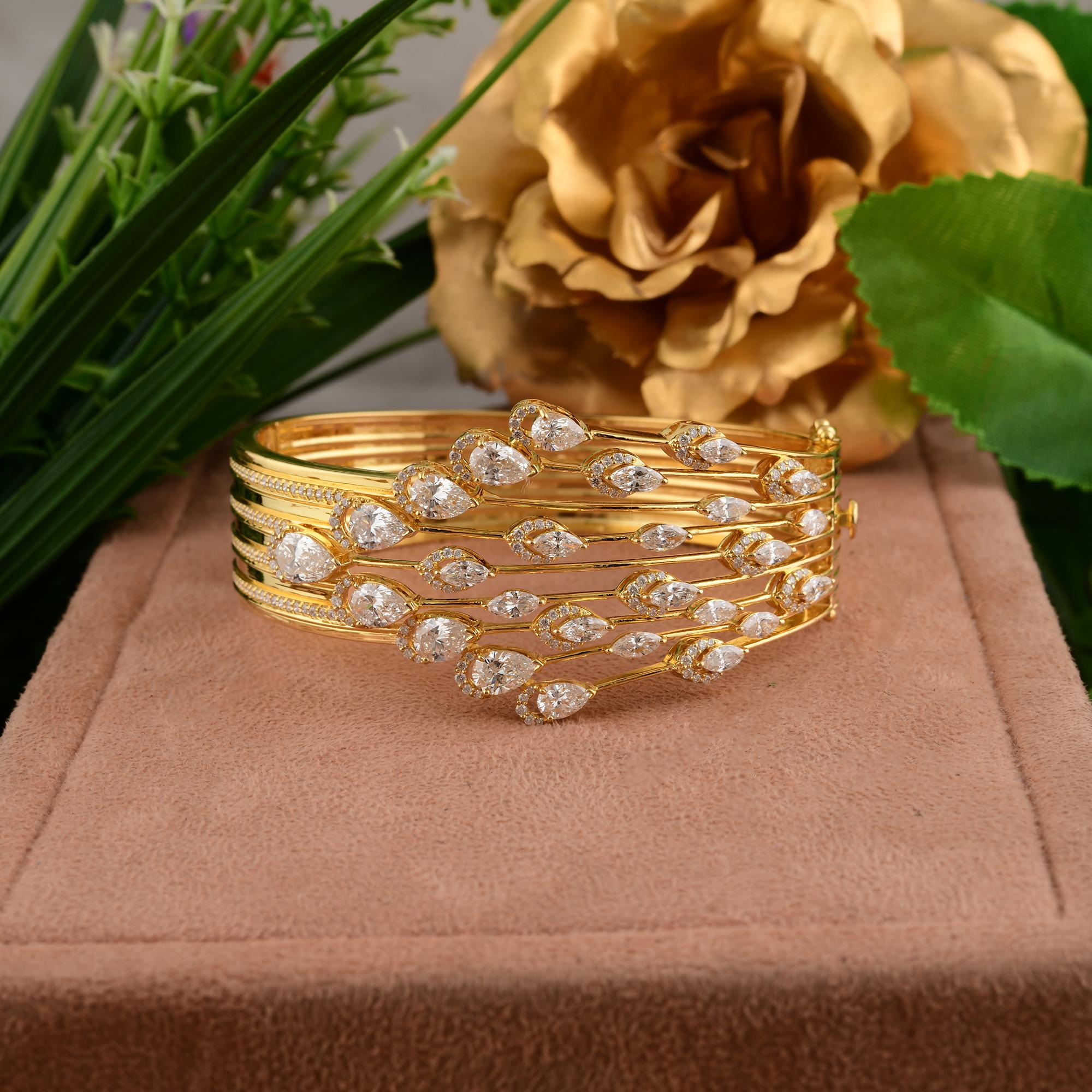 Multi Strang Diamond Drops Aussage 18k Gelbgold Armband Feiner Schmuck Geschenk (Zeitgenössisch) im Angebot