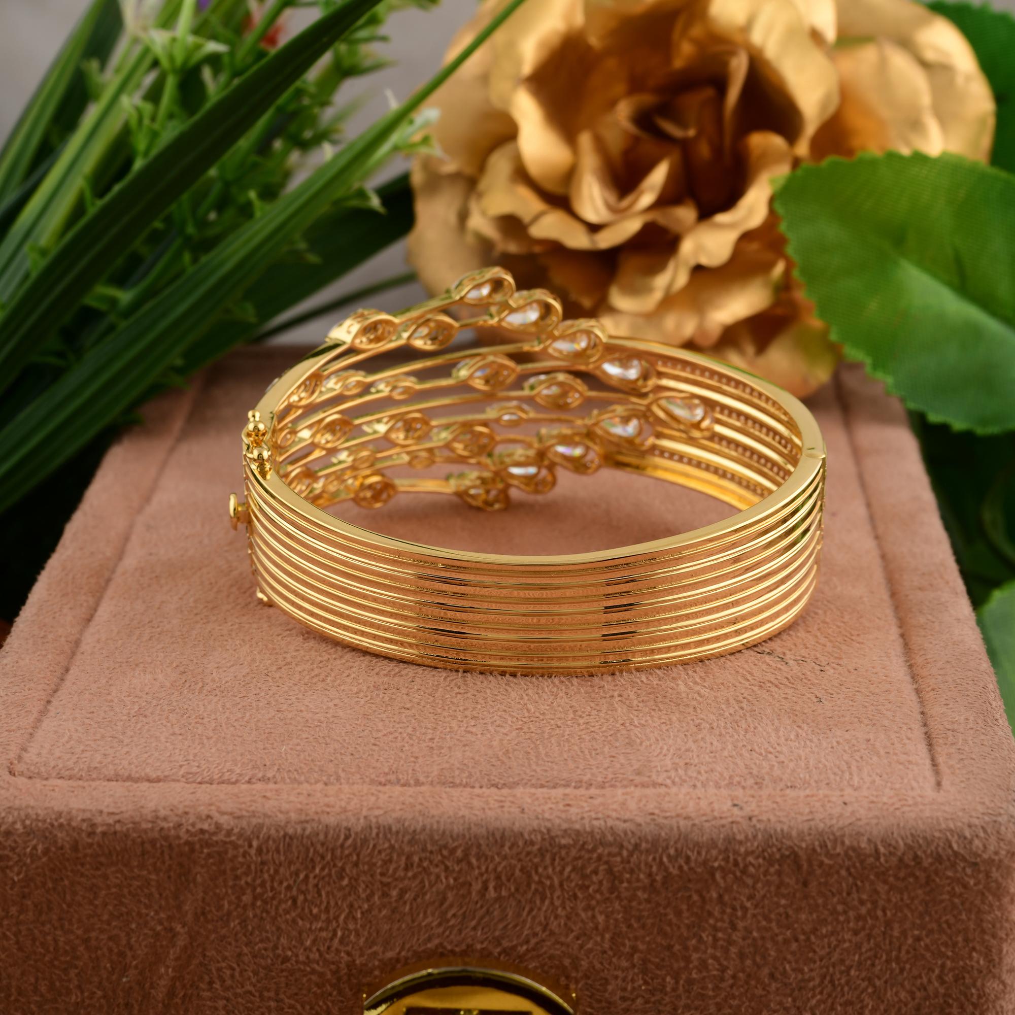 Multi Strang Diamond Drops Aussage 18k Gelbgold Armband Feiner Schmuck Geschenk Damen im Angebot