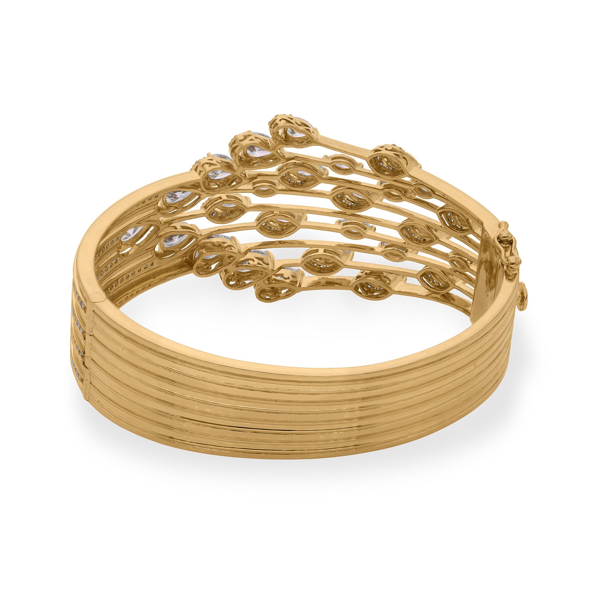 Multi Strang Diamond Drops Aussage 18k Gelbgold Armband Feiner Schmuck Geschenk im Angebot 3