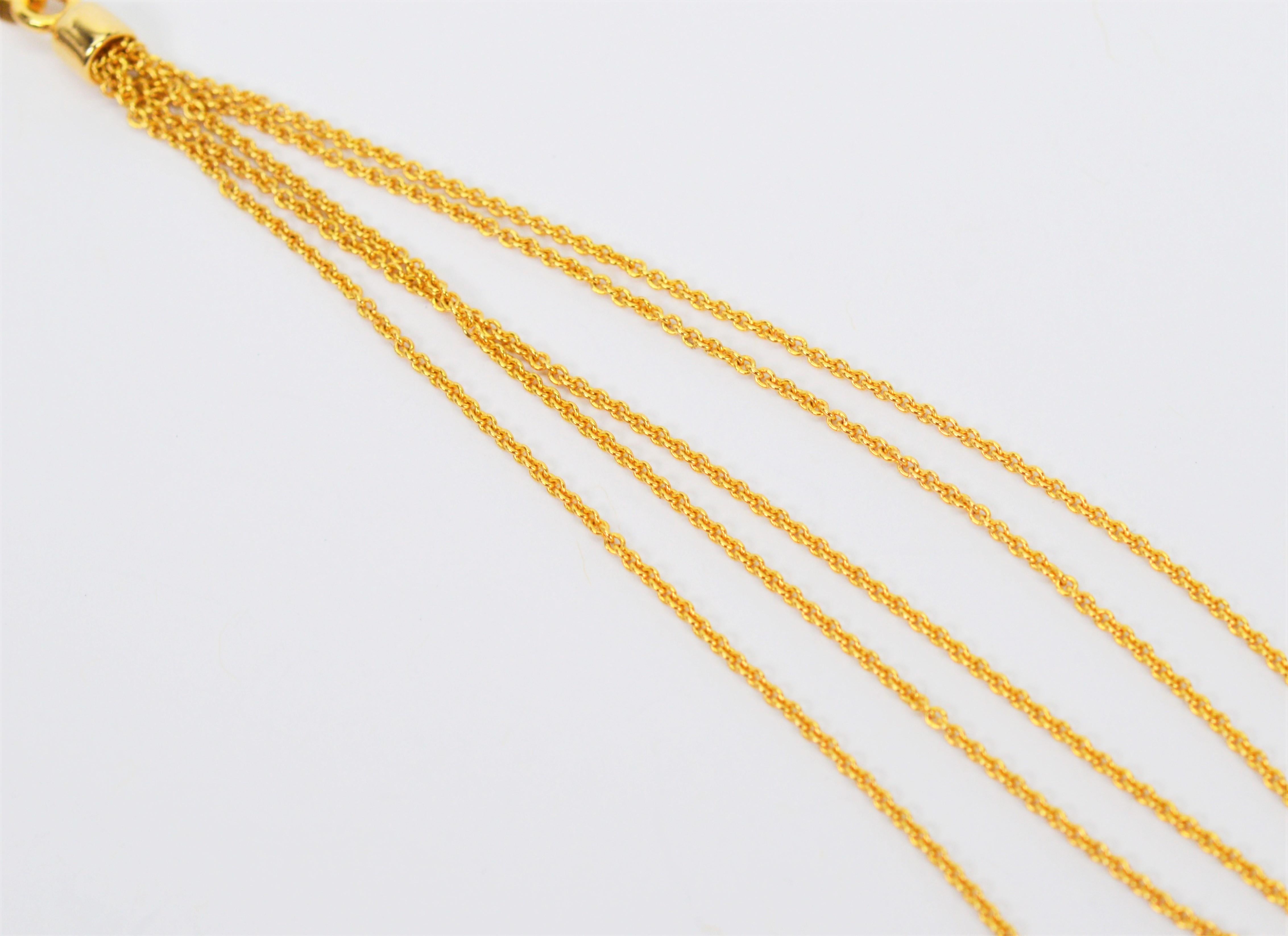 Multi Strand Fine 14 Karat Yellow Gold Cable Chain Necklace In New Condition In Mount Kisco, NY