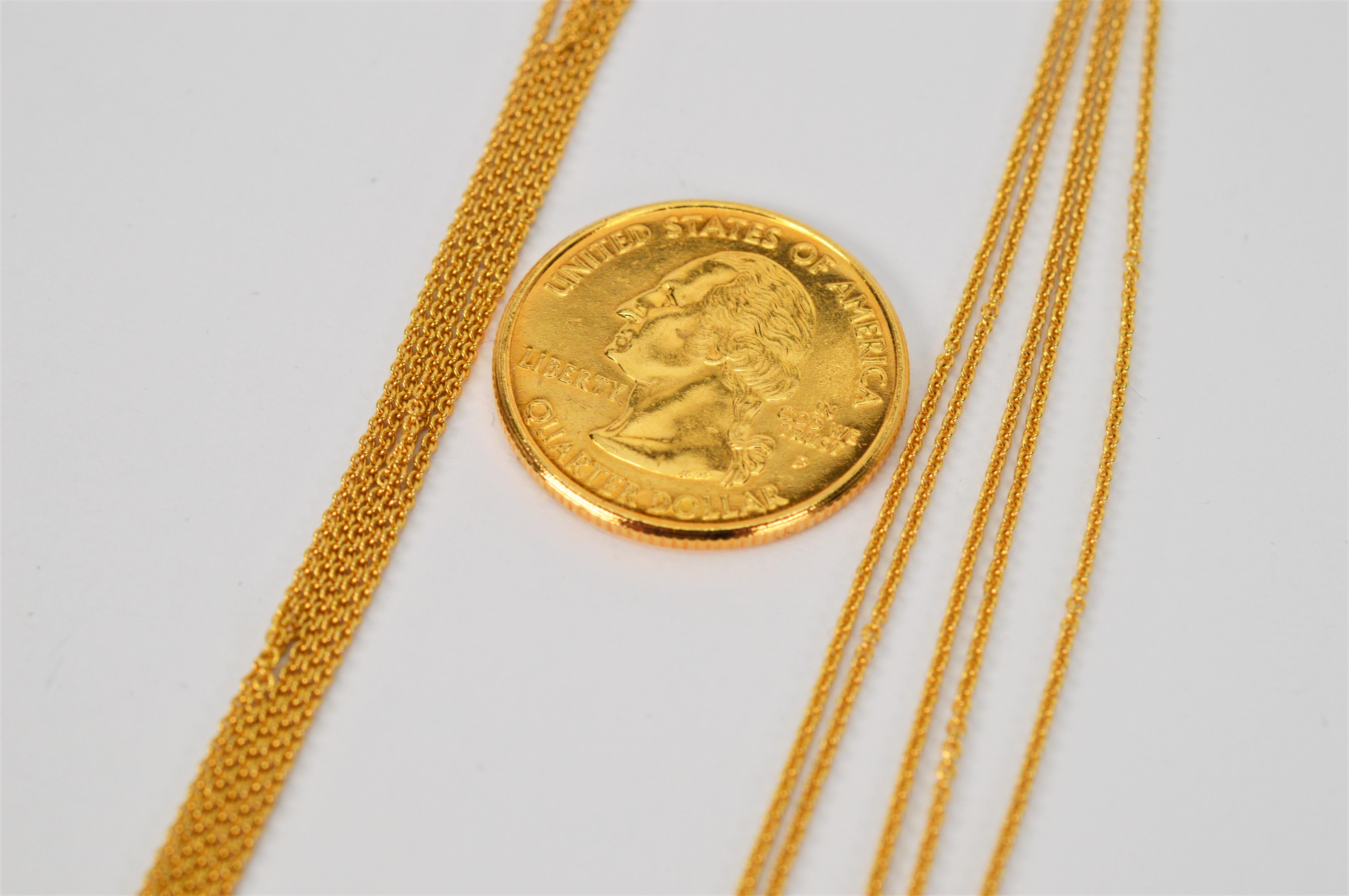 Women's Multi Strand Fine 14 Karat Yellow Gold Cable Chain Necklace