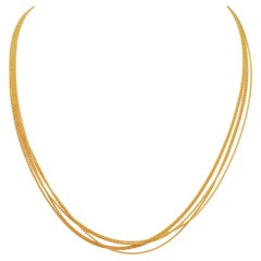 Multi Strand Fine 14 Karat Yellow Gold Cable Chain Necklace