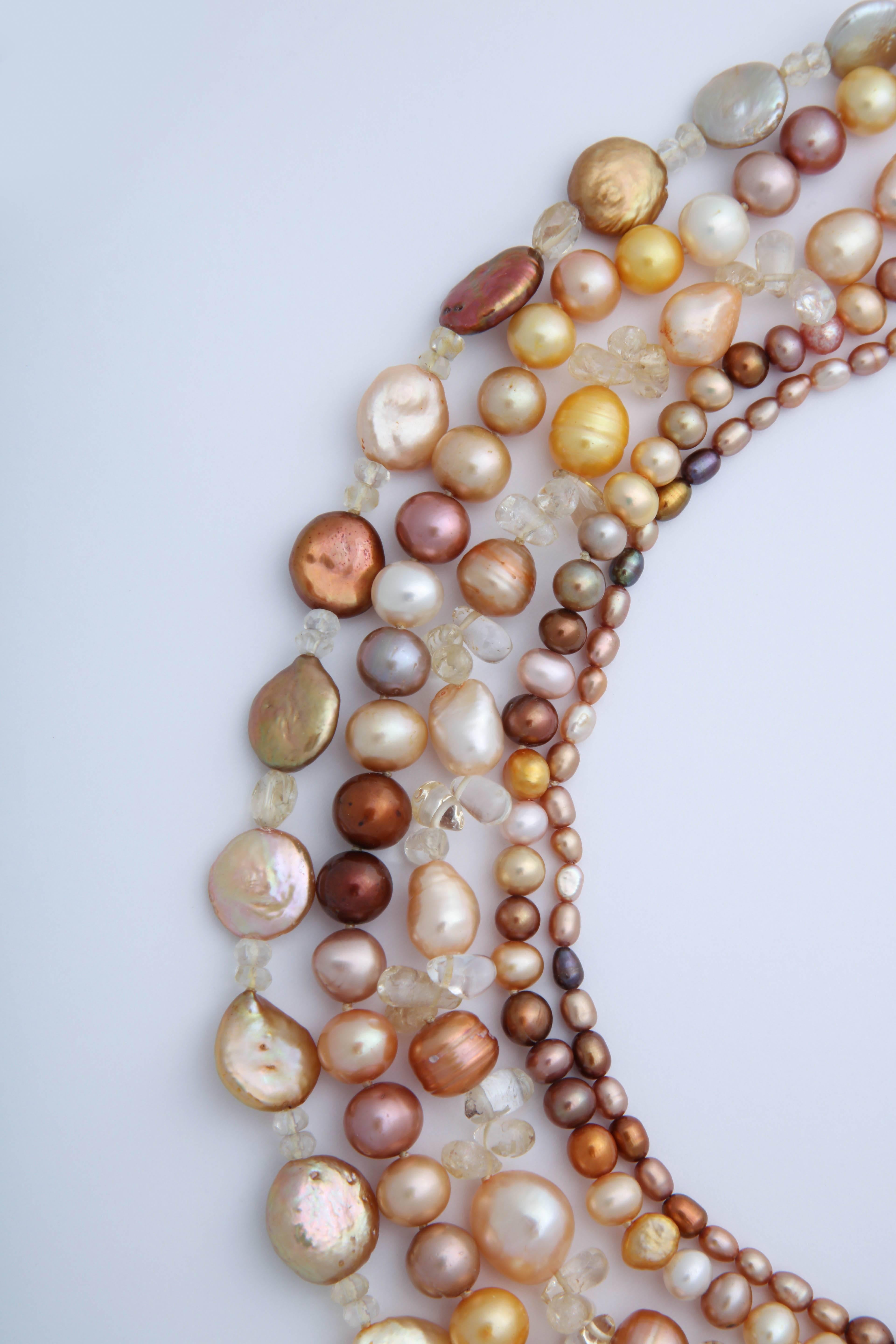 Multi Strand Fresh Water Pearl Necklace In New Condition For Sale In TRYON, NC