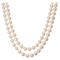 Multi-Strand Japanese Akoya Cultured Pearl 14 Karat Yellow Gold Necklace