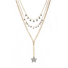 Ammanii Multi-Strand Moon and Stars Charms Vermeil Necklace