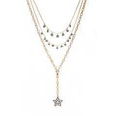 Ammanii Multi-Strand Moon and Stars Charms Vermeil Necklace