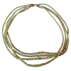 Multi-Strand Natural Ethiopian Opal Bead Necklace with 14K Gold Clasp