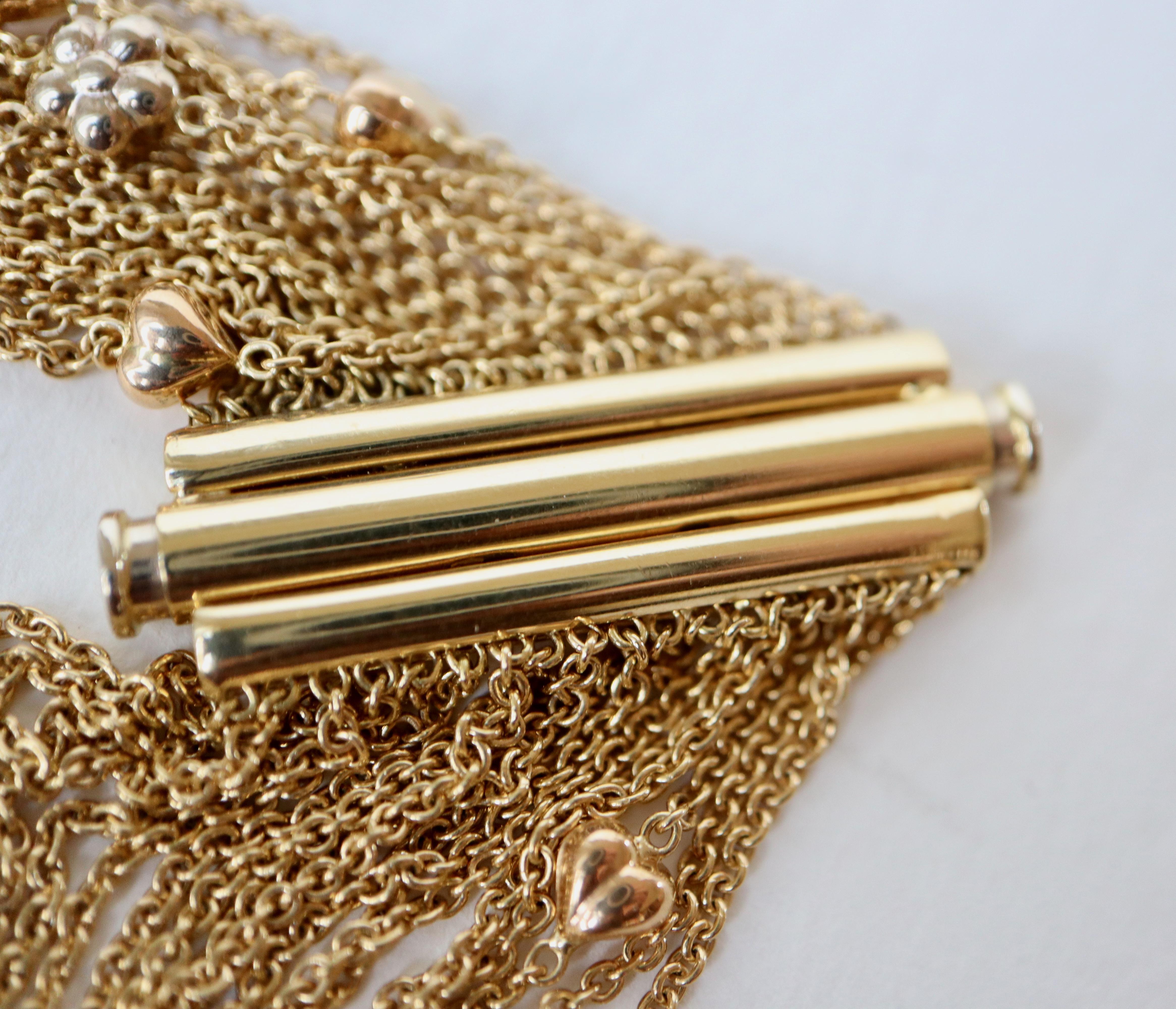 Collier multibrins en or 18 carats Cœurs et fleurs en vente 3