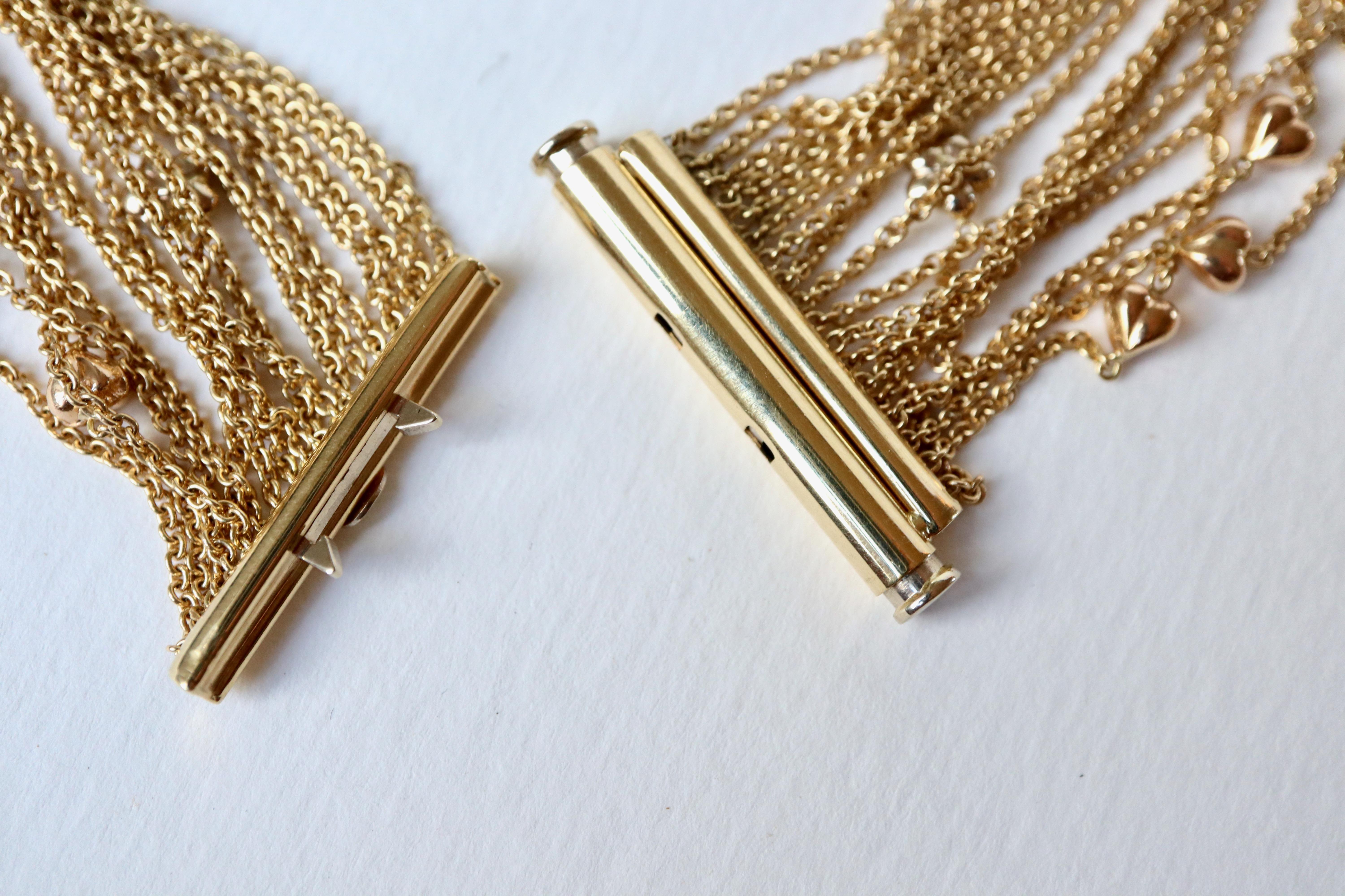 Collier multibrins en or 18 carats Cœurs et fleurs en vente 5