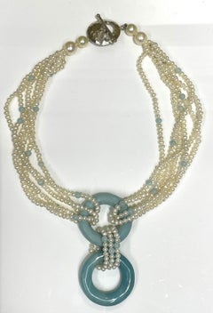 Multi-Strand Pearl and Turquoise Necklace