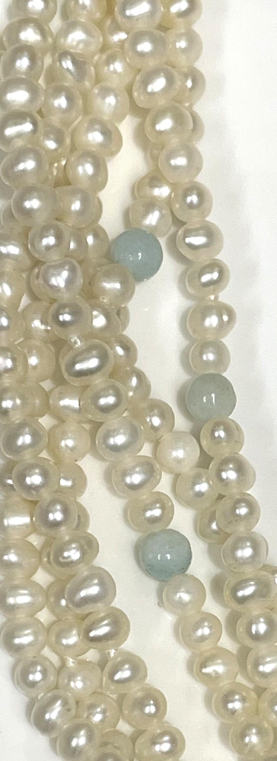 Multi-Strand Pearl and Turquoise Necklace  In Excellent Condition For Sale In Cincinnati, OH