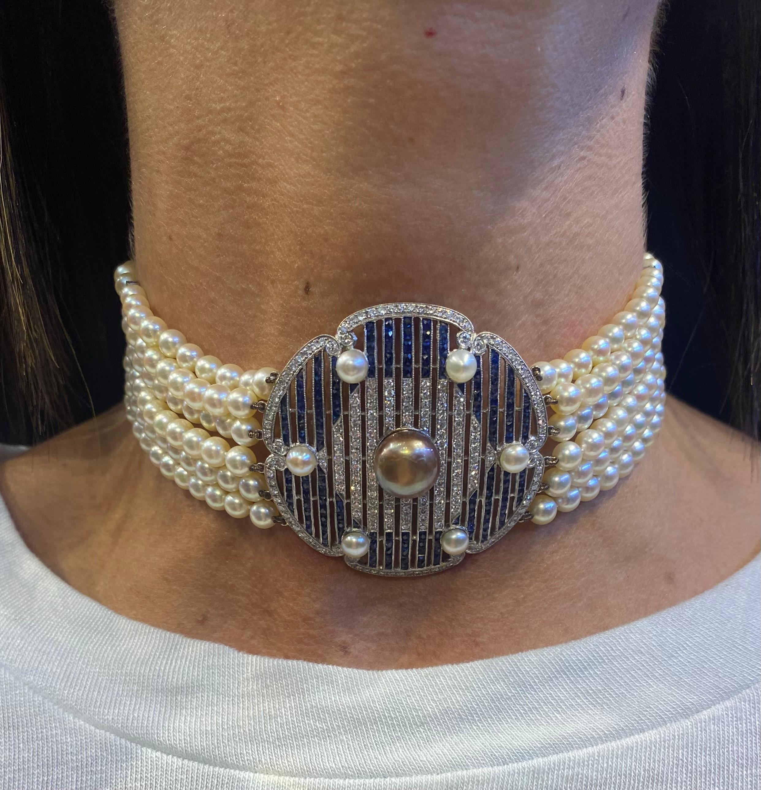Mehrreihige Perlenhalskette im Zustand „Hervorragend“ im Angebot in New York, NY