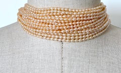 Multi-strand Pearl Choker Necklace, Italy 1980s - 150g