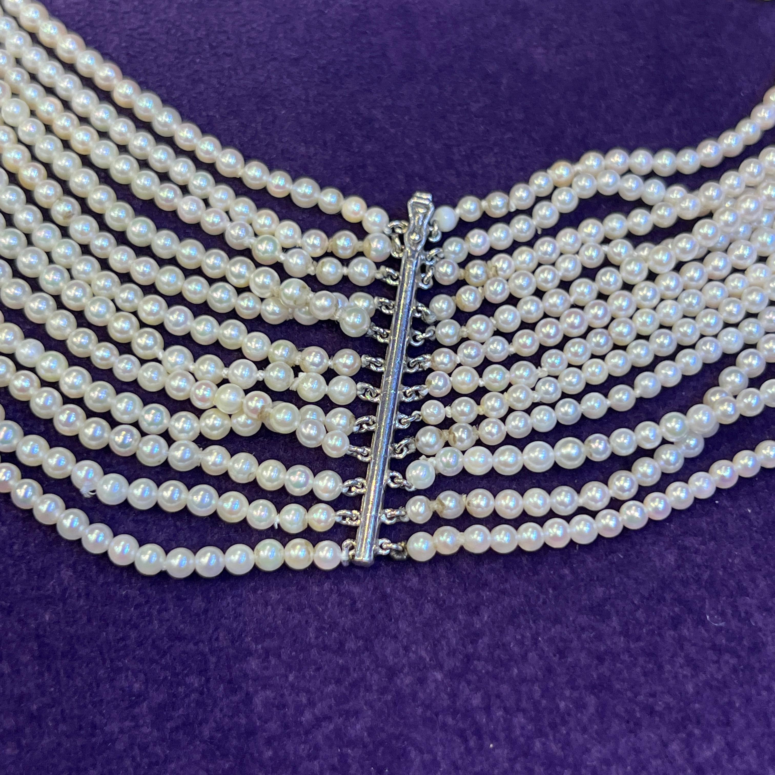 Collana girocollo con perle e diamanti a più fili in vendita 2