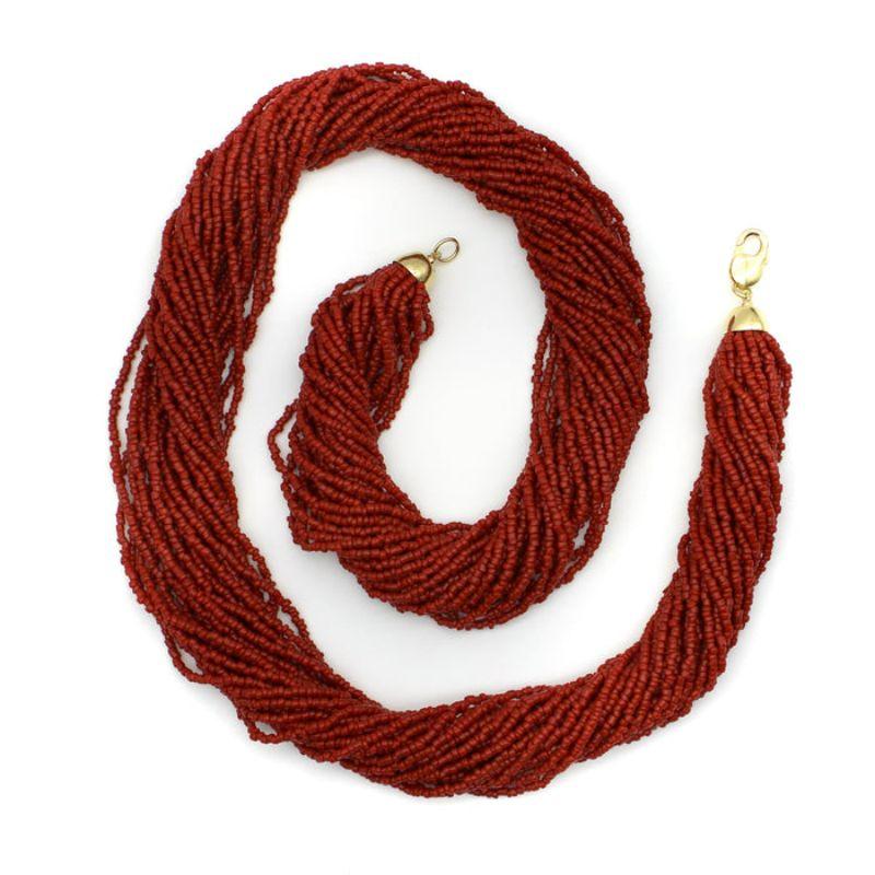 Circa the 1940’s or 1950’s, these coral beads were purchased from an estate where it was obvious that the original owners loved to travel. The beads had a rudimentary clasp, but because the coral was such high quality, Kirsten’s Corner fashioned a