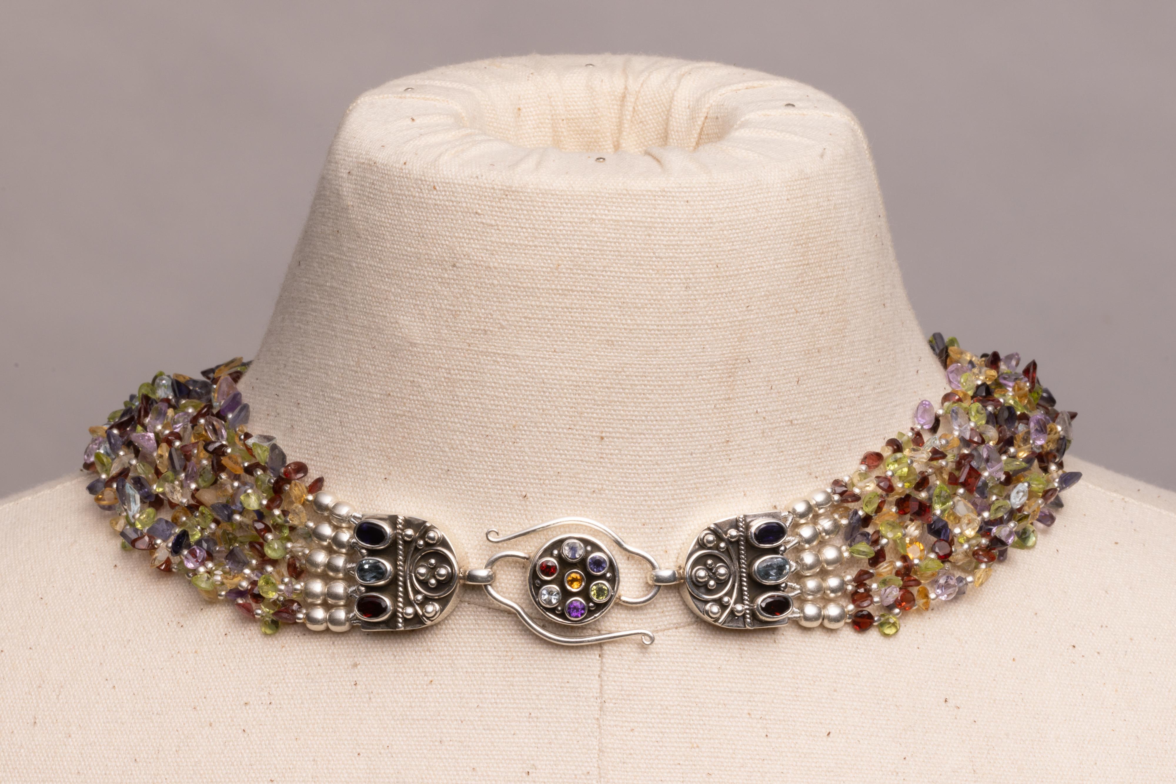 Multi-Strand Semi-Precious Beaded Necklace In Excellent Condition For Sale In Nantucket, MA