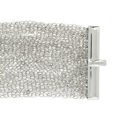 Multi-Strand Silver Bracelet with Rectangular Magnetic Claps Italian Manufacture