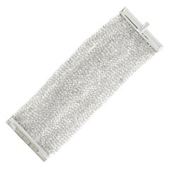 Multi-Strand Silver Bracelet with Rectangular Magnetic Claps Italian Manufacture