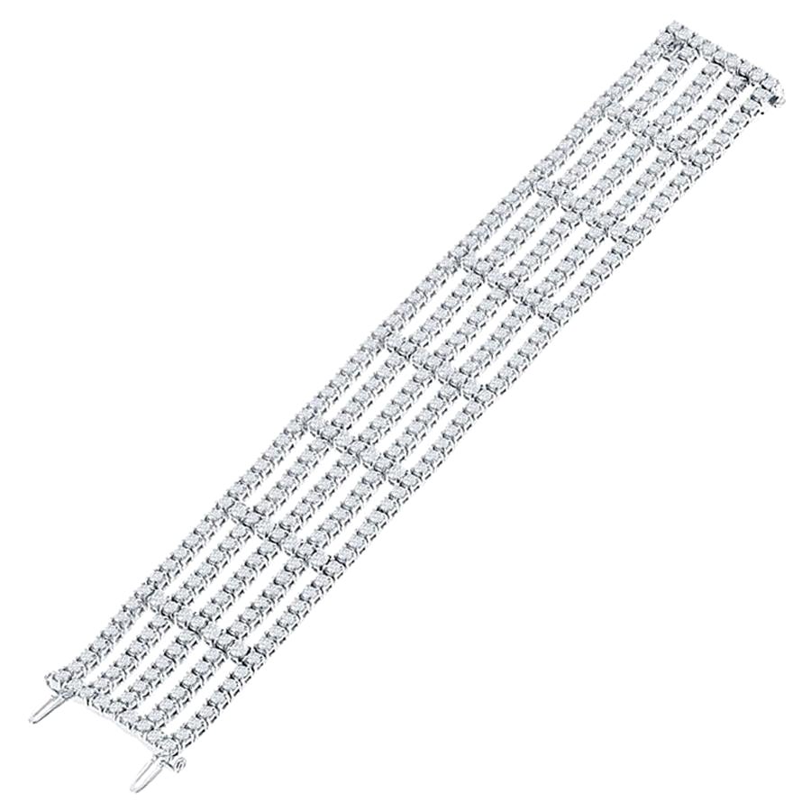 Mehrstrangiges Tennisarmband 14 Karat Weiß 20 Karat im Angebot