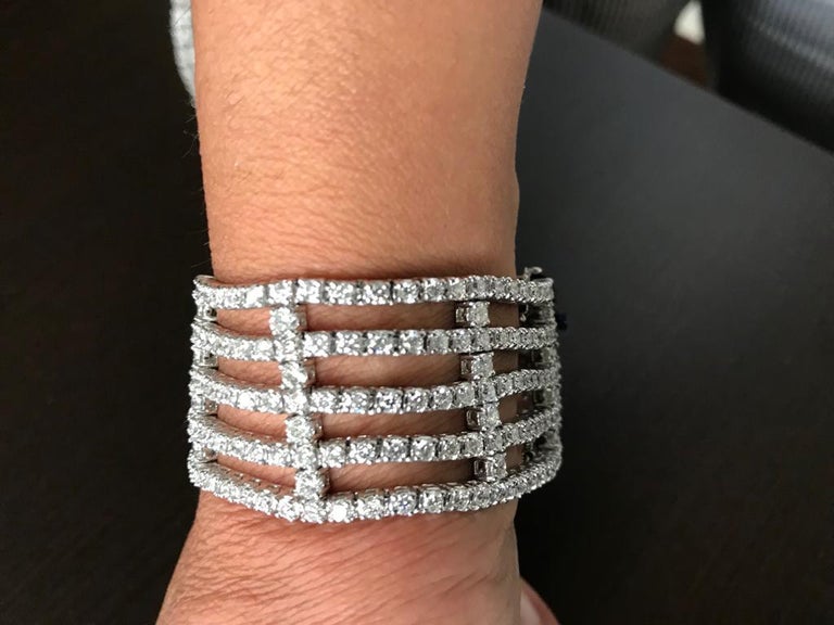 Multi Strand Tennis Bracelet 14 Karat White For Sale at 1stdibs
