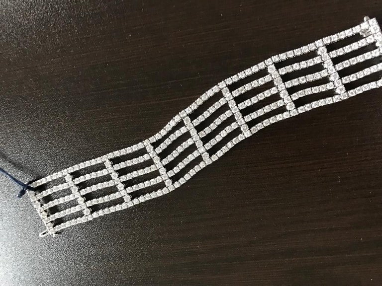 Multi Strand Tennis Bracelet 14 Karat White For Sale at 1stdibs