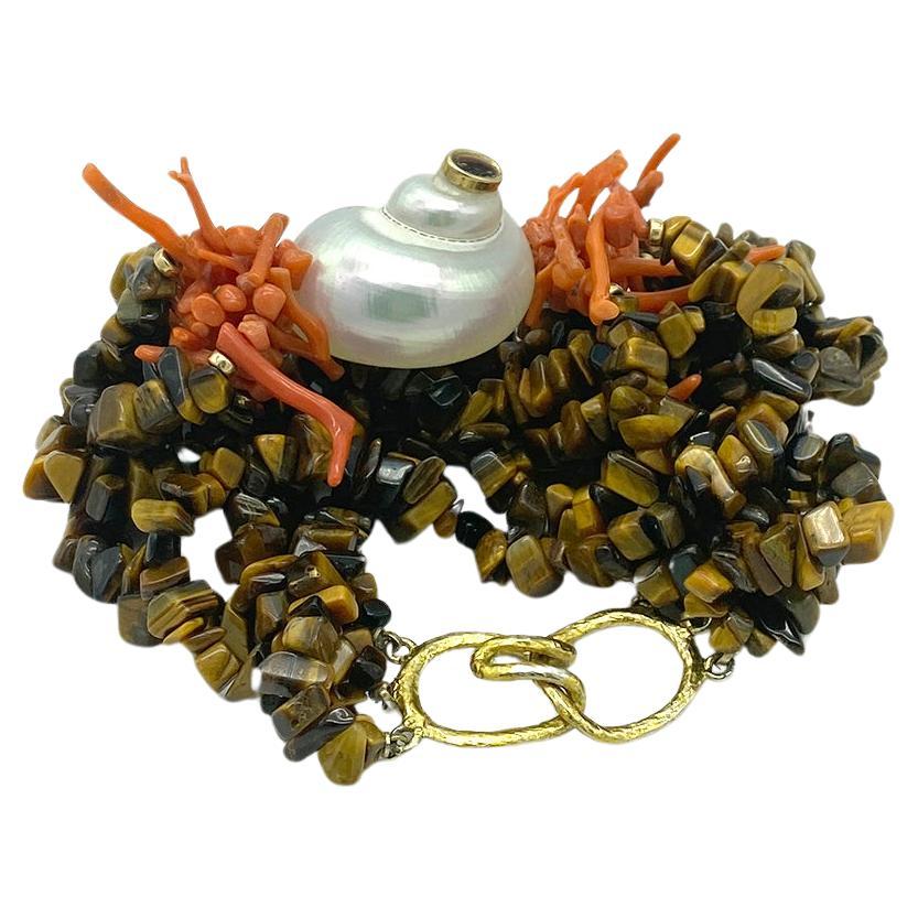 Mehrreihige Tigerauge-Halskette (Künstler*in) im Angebot