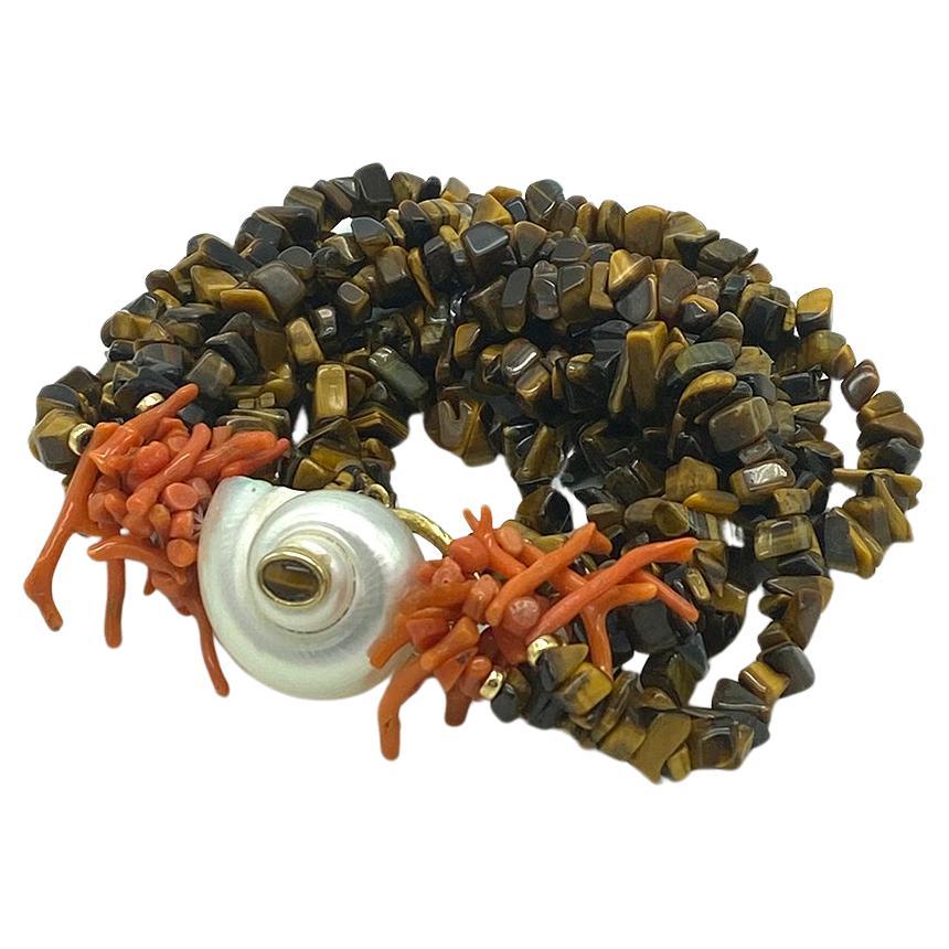 Multi-strand Tiger's Eye Necklace For Sale