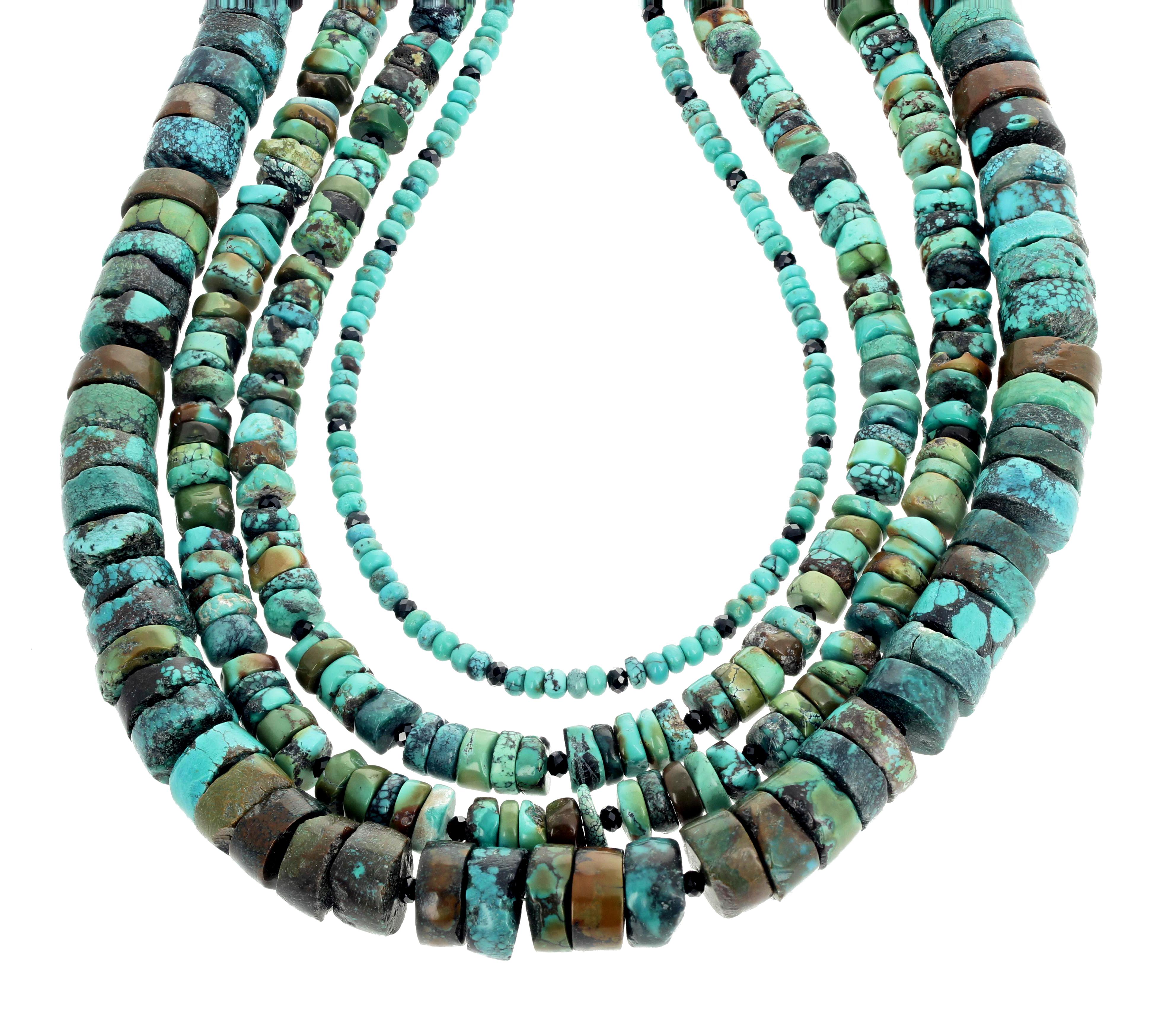 Multi-Strand Unique Turquoise Necklace In New Condition In Raleigh, NC