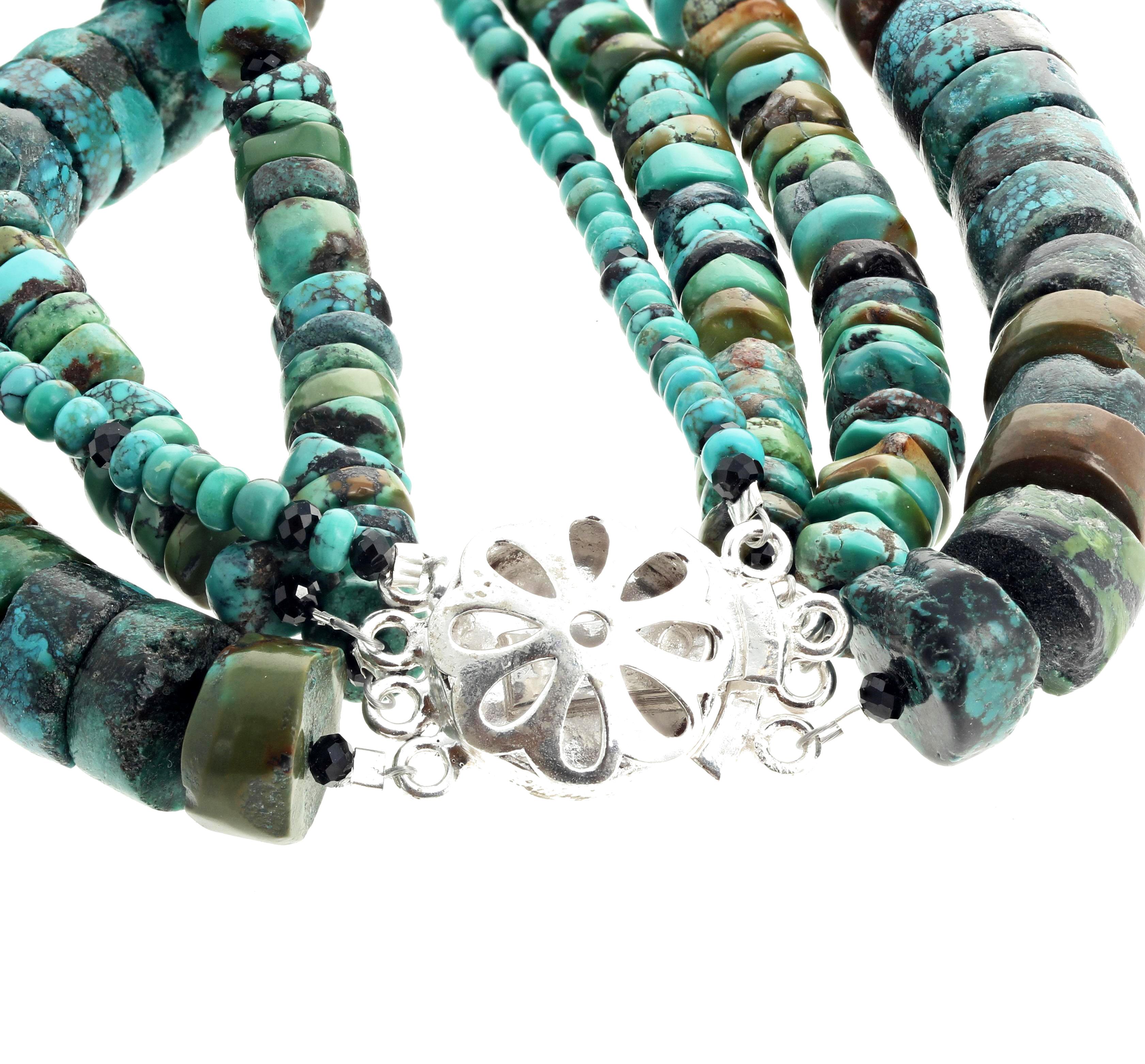 Women's or Men's Multi-Strand Unique Turquoise Necklace