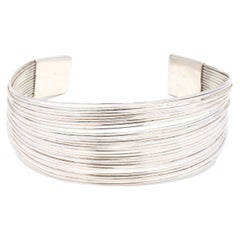 Multi-Strand Wire Cuff Bracelet, Sterling Silver, Length 7 inches, Minimalist 