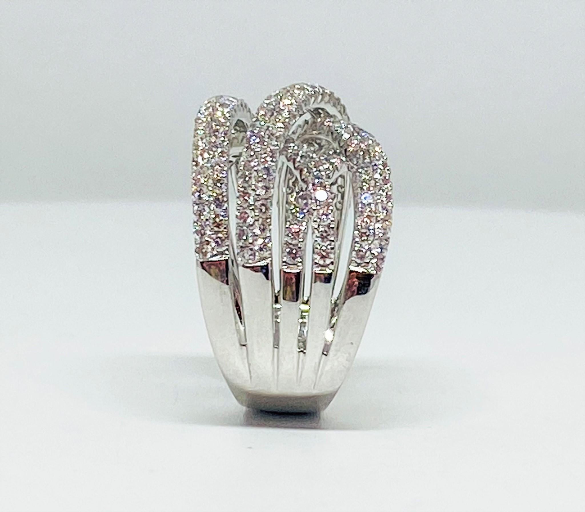 Contemporary Multi Strand Woven Diamond Ring in 14KT With Gold For Sale