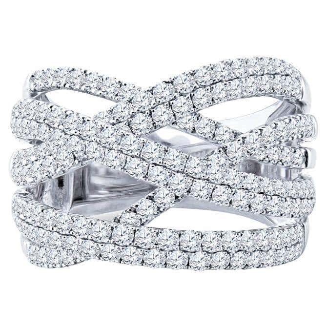 Three-Strand Multi Diamond Ring For Sale at 1stDibs | multi strand ...