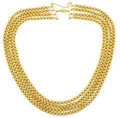 Multi-Strand Yellow Gold Bead Necklace, 1960s
