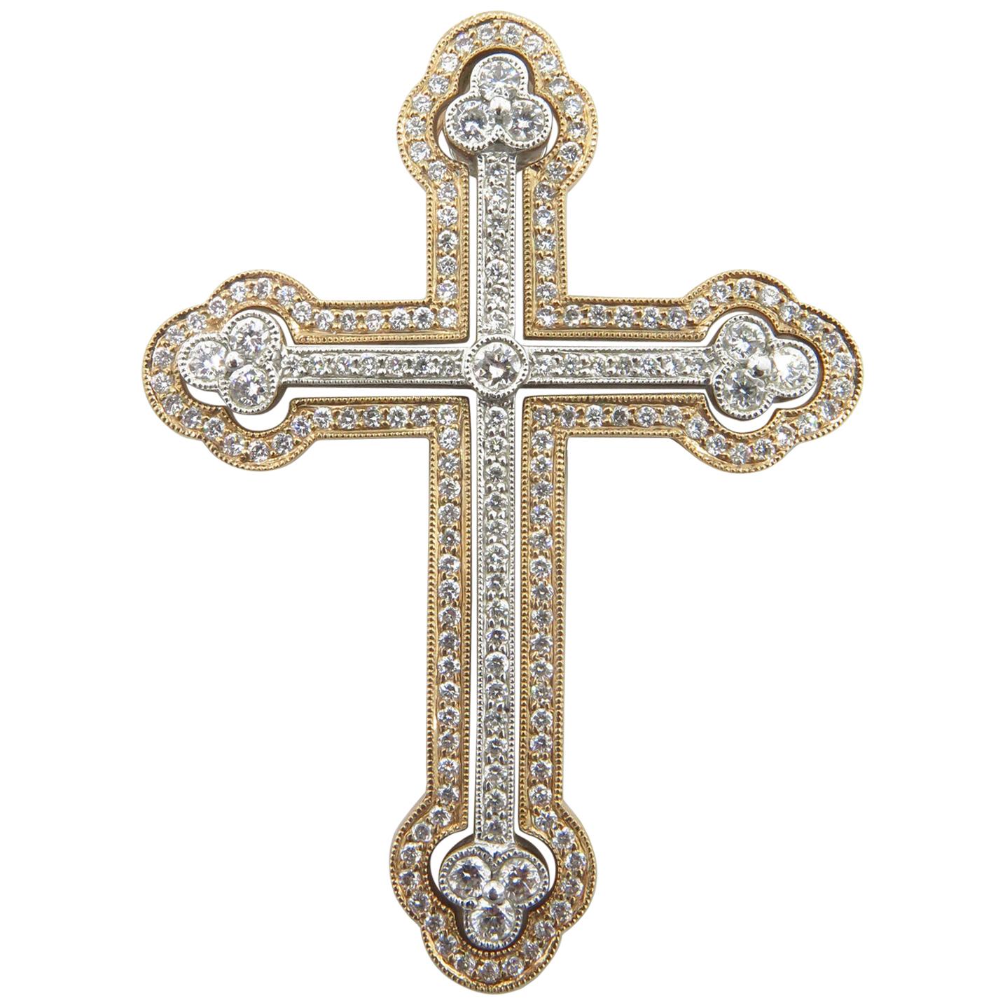 Multi-Style 18 Karat Rose or White Gold and Diamond Celtic Cross